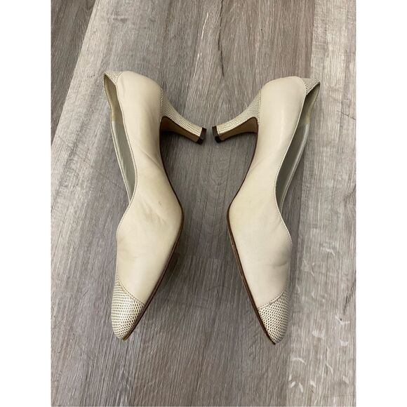 Peter Kaiser Cream Heels Pointed Toe Leather Pumps, Size 10, MSRP $200 - Picture 1 of 9
